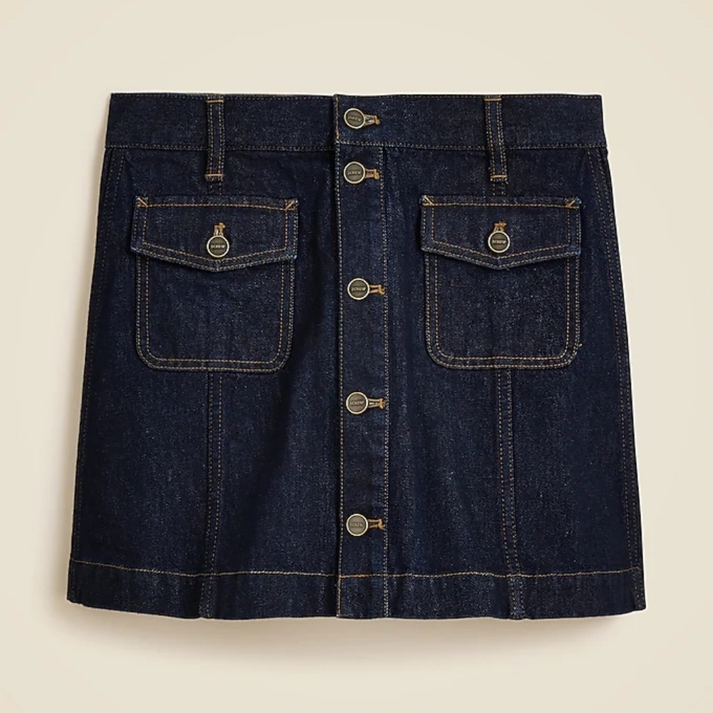 J. Crew Patch Pocket Denim Mini Skirt In Rinse Wash NWT Size 2